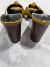 Load image into Gallery viewer, Saint Laurent YSL Mustard Leather Bianca Mule Sandals
