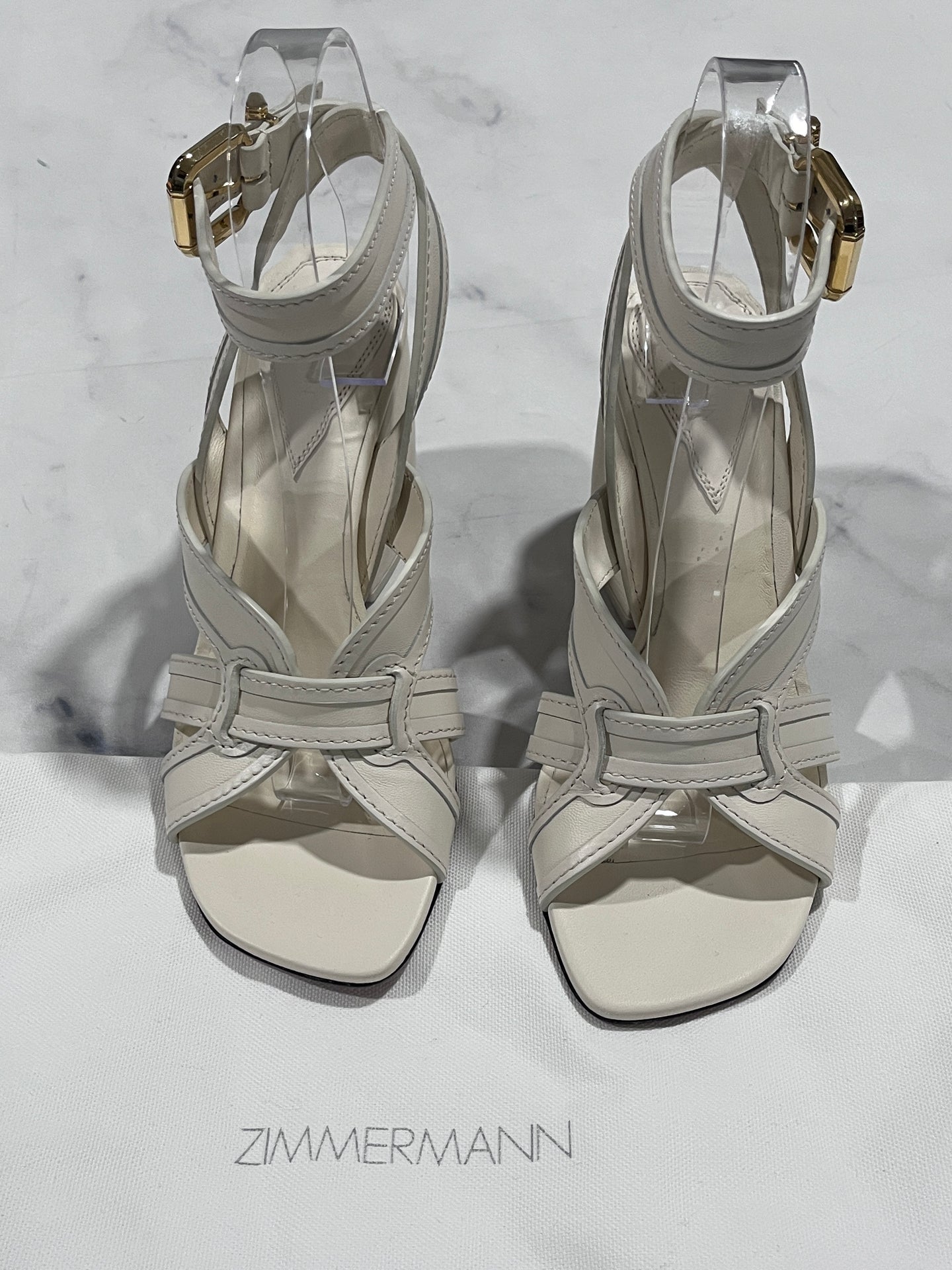 Zimmermann Prisma Ivory Leather Sandals