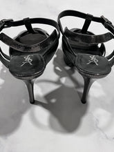 Load image into Gallery viewer, Saint Laurent YSL Metallic Gunmetal Leather Tribute Sandals
