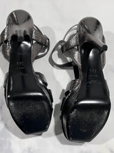 Load image into Gallery viewer, Saint Laurent YSL Metallic Gunmetal Leather Tribute Sandals
