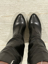 Load image into Gallery viewer, Prada Black Leather High Heel Slip On Boots
