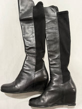 Load image into Gallery viewer, Stuart Weitzman Wedge Black Black Leather Over the Knee High Boots
