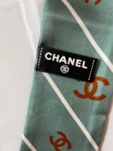 Load image into Gallery viewer, Chanel Blue Caramel Tweed Twilly Logo Scarf
