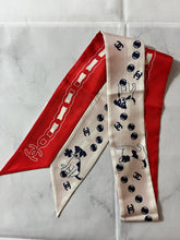 Load image into Gallery viewer, Chanel Red White Puppy Twilly Scarf
