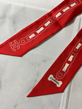 Load image into Gallery viewer, Chanel Red White Puppy Twilly Scarf
