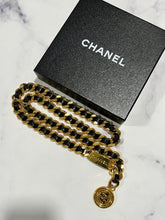 Load image into Gallery viewer, Chanel Vintage  Black Leather Gold Chain Belt
