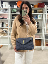 Load image into Gallery viewer, Saint Laurent YSL Small Lou Lou Navy Blue Woven Bag

