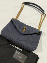 Load image into Gallery viewer, Saint Laurent YSL Small Lou Lou Navy Blue Woven Bag

