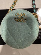 Load image into Gallery viewer, Chanel 19 Lt Blue Denim Round Crossbody Clutch
