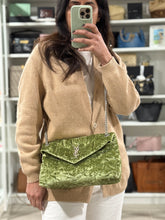 Load image into Gallery viewer, Saint Laurent YSL Small Lou Lou Green Velvet Bag

