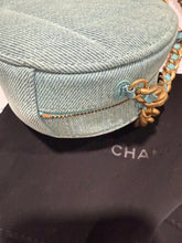Load image into Gallery viewer, Chanel 19 Lt Blue Denim Round Crossbody Clutch

