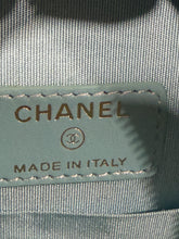 Load image into Gallery viewer, Chanel 19 Lt Blue Denim Round Crossbody Clutch
