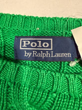 Load image into Gallery viewer, Polo Ralph Lauren Mens Green Flag Cable Knit Intarsia Crew Neck
