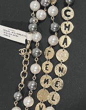 Load image into Gallery viewer, Chanel  19A Egyptian CC Gold tone Faux Pearl Strand Necklace
