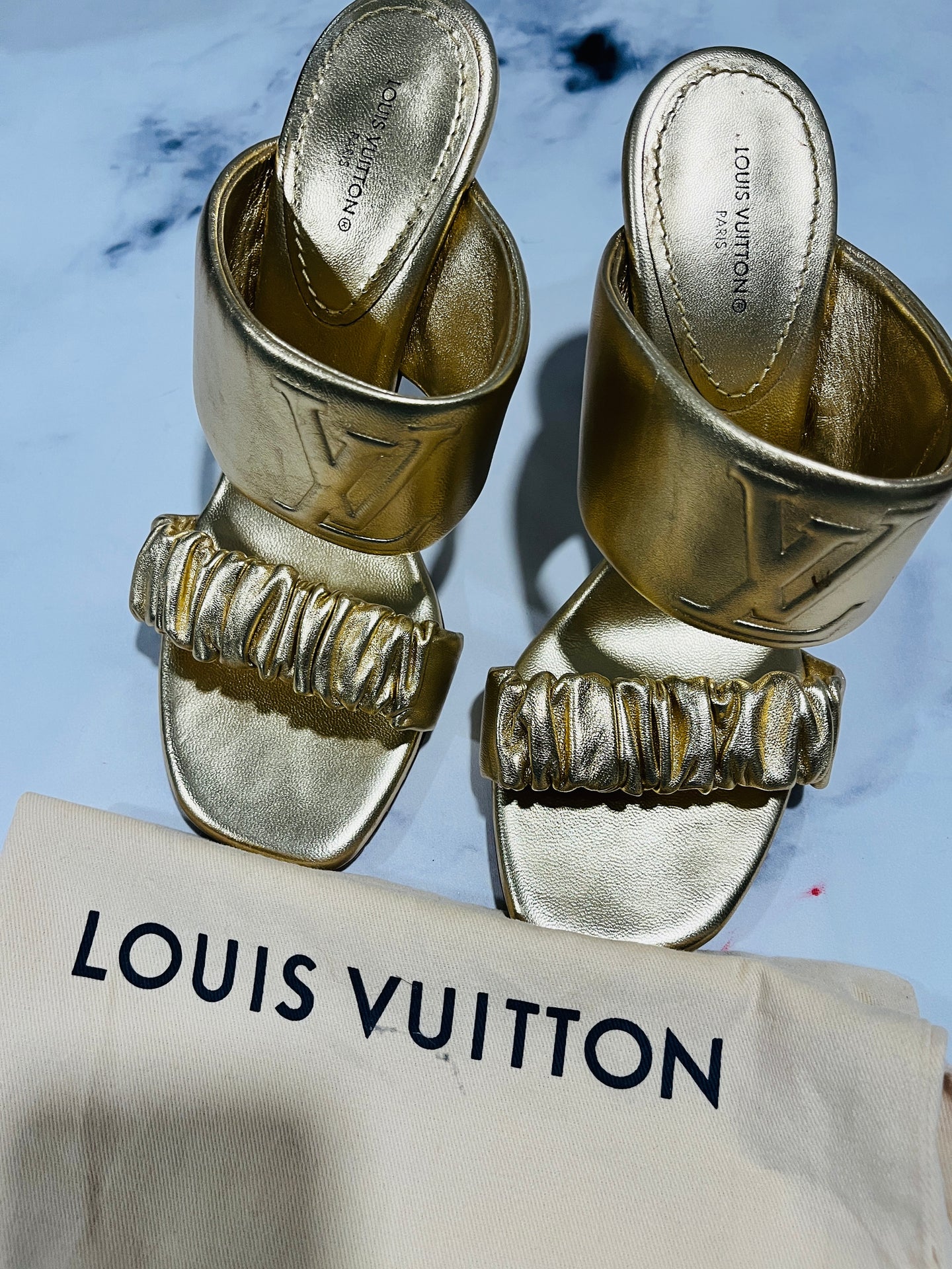 Louis Vuitton Gold Leather Heels