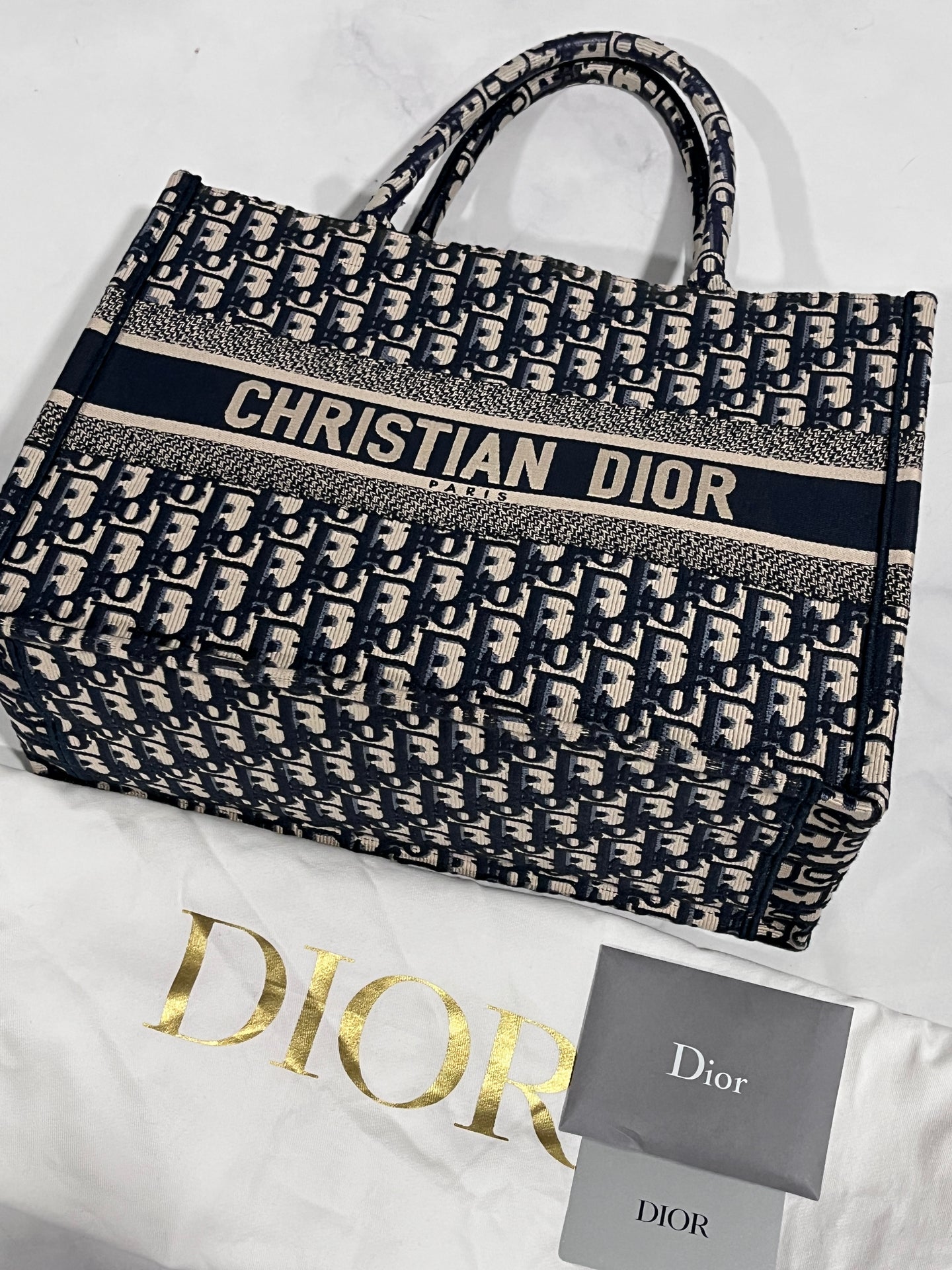 Dior Navy Oblique Medium Book Tote