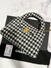 Load image into Gallery viewer, Chanel 24S Black White Houndstooth Large Nano Handbag
