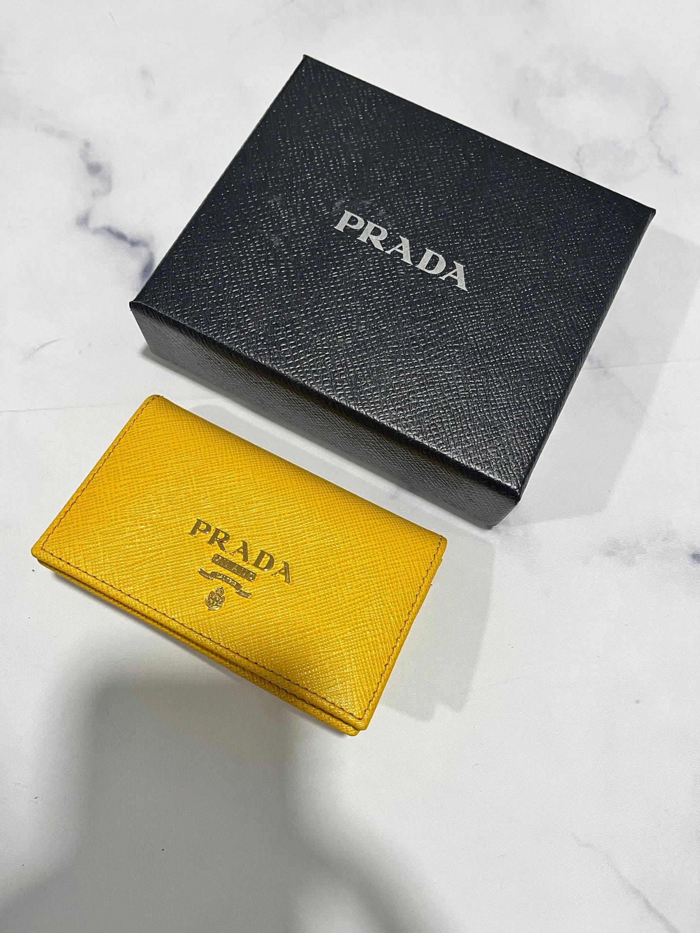 Prada Yellow Leather Flap Card Case