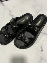 Load image into Gallery viewer, Chanel 24P Black Dad Quilted Leather Mule Sandals
