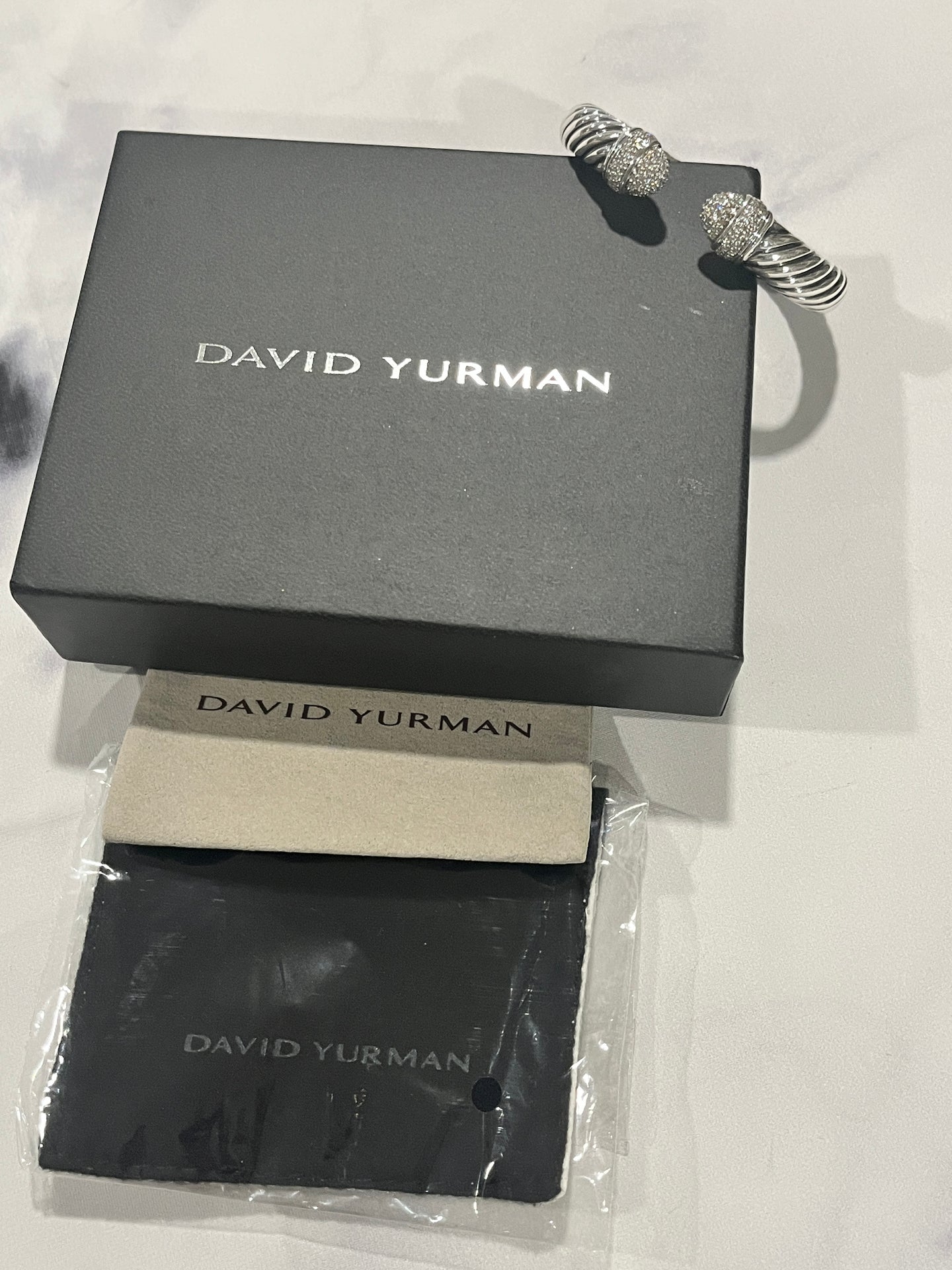 David Yurman Sterling Silver Diamond Waverly Cuff