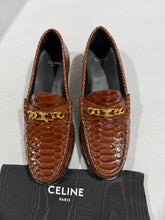 Load image into Gallery viewer, Celine Python Embossed Chain Patent Leather Loafer
