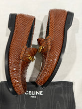 Load image into Gallery viewer, Celine Python Embossed Chain Patent Leather Loafer
