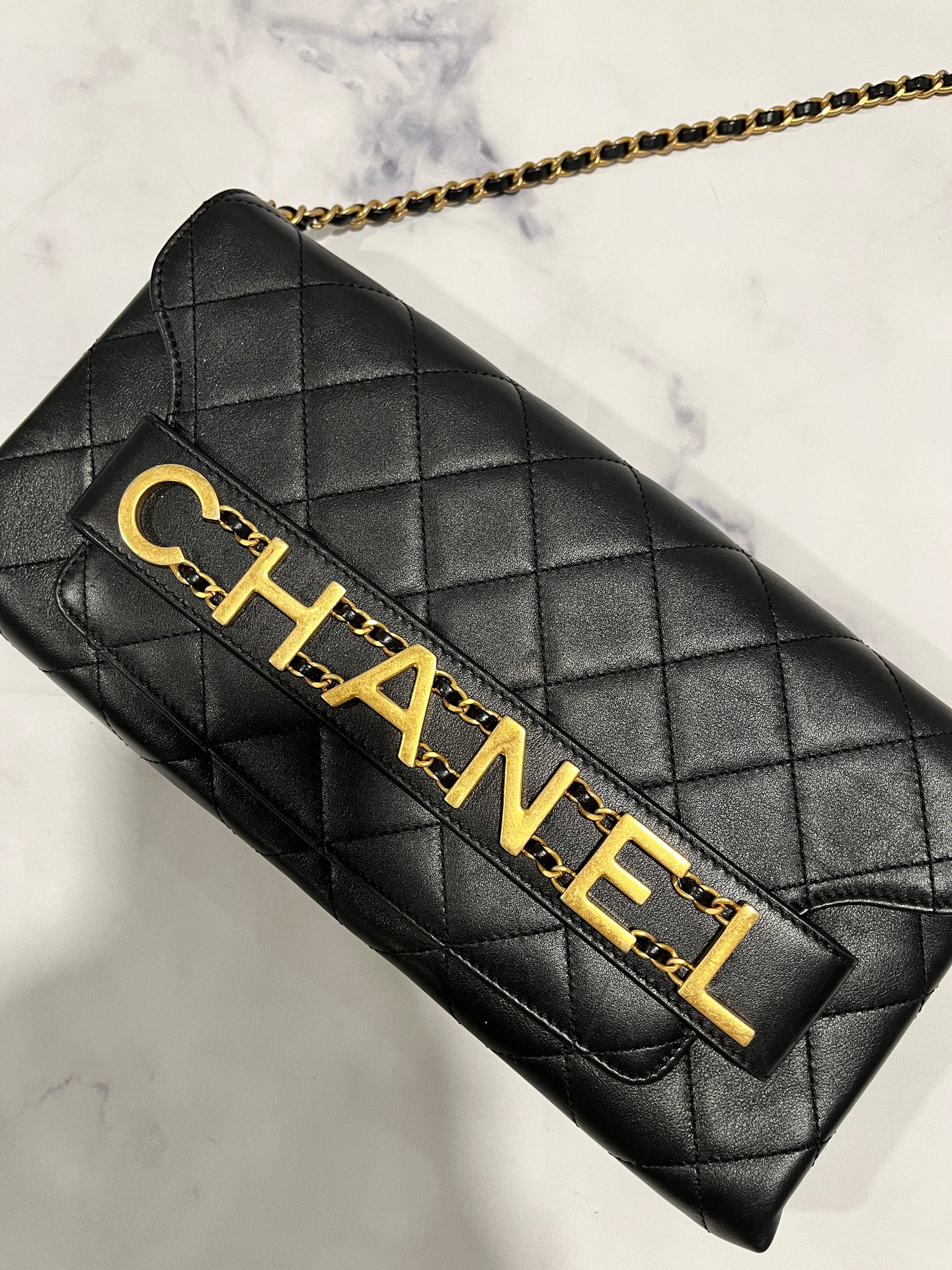 Chanel Enchained Black Clutch Crossbody Bag