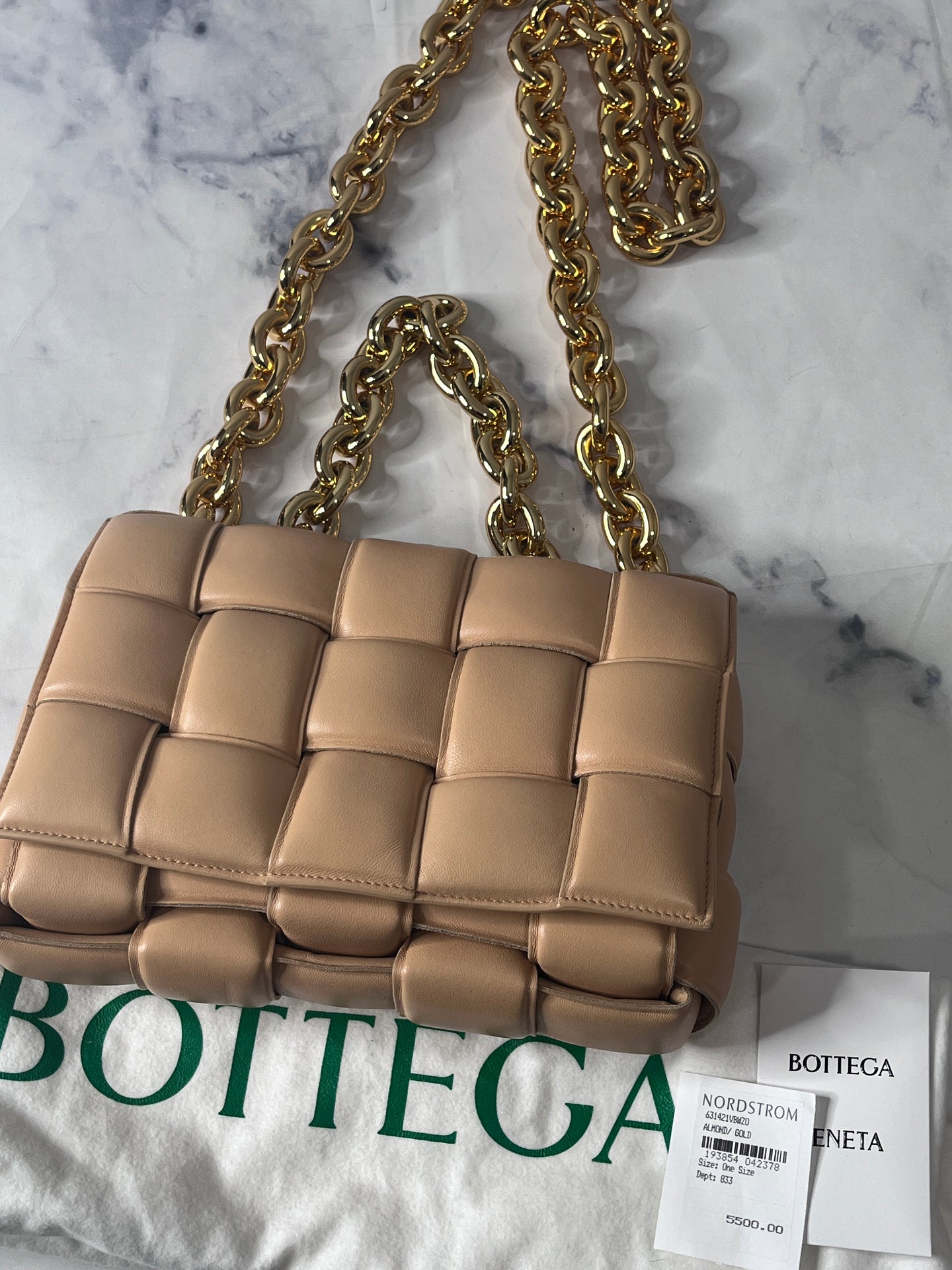 Bottega Veneta Padded Small Cassette Bag Almond