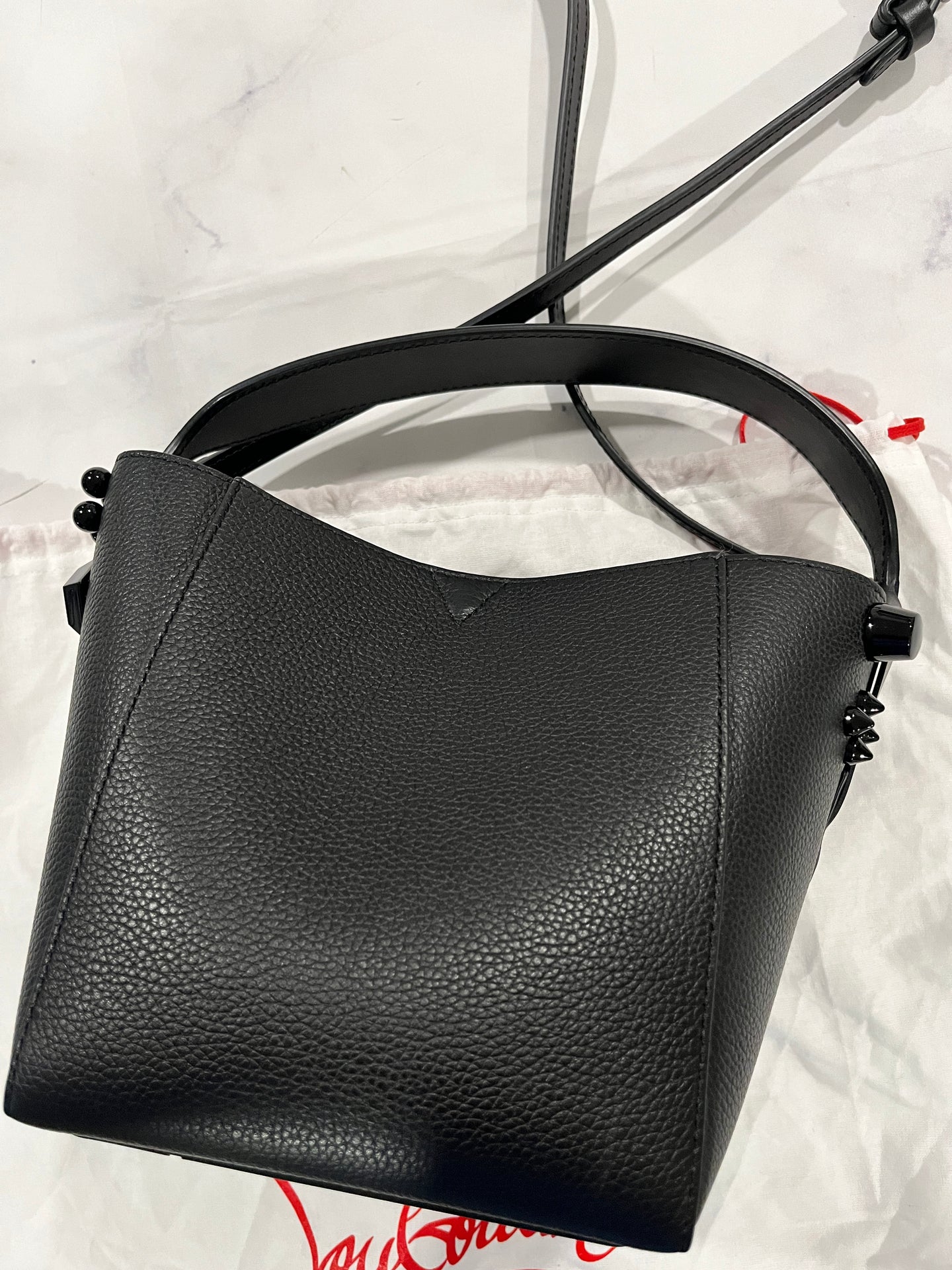 Christian Louboutin Black Cabachic Leather Bucket Bag