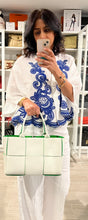 Load image into Gallery viewer, Bottega Veneta Leather White &amp; Parakeet Arco Tote with Pouch
