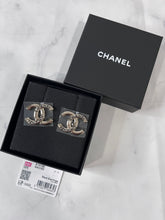 Load image into Gallery viewer, Chanel 25C Gold Tone CC Black Script Earrings
