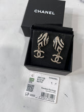 Load image into Gallery viewer, Chanel 23K Crystal Black Enamel Earrings
