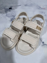 Load image into Gallery viewer, Dior Ivory Canvas Gold Dad Sandals
