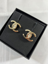 Load image into Gallery viewer, Chanel CC Large Gold Tone Uncut Crystal Earrings
