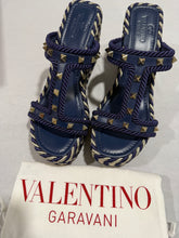 Load image into Gallery viewer, Valentino Garavani Navy Espadrille Wedge Sandal
