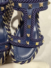 Load image into Gallery viewer, Valentino Garavani Navy Espadrille Wedge Sandal
