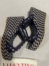 Load image into Gallery viewer, Valentino Garavani Navy Espadrille Wedge Sandal
