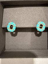Load image into Gallery viewer, NeverNot Turquoise Enamel Diamond Earrings
