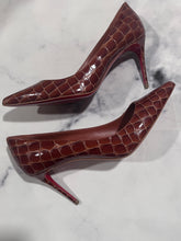 Load image into Gallery viewer, Christian Louboutin Croc Effect Patent Leather Pumps Tan
