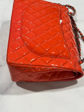 Load image into Gallery viewer, Chanel Coral Patent Leather Jumbo Double Classic Flap Shoulder Bag
