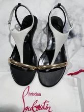 Load image into Gallery viewer, Christian Louboutin Black, White &amp; Gold Flat Sandals
