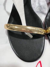 Load image into Gallery viewer, Christian Louboutin Black, White &amp; Gold Flat Sandals
