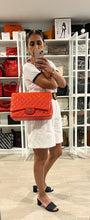 Load image into Gallery viewer, Chanel Coral Patent Leather Jumbo Double Classic Flap Shoulder Bag
