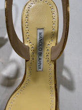 Load image into Gallery viewer, Manolo Blahnik Gold Metallic Slingbacks
