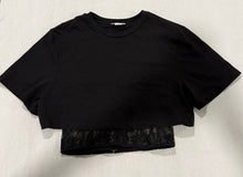 Load image into Gallery viewer, Alexander McQueen Cropped Lace Panel Cotton T-Shirt
