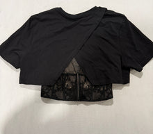 Load image into Gallery viewer, Alexander McQueen Cropped Lace Panel Cotton T-Shirt

