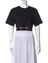 Load image into Gallery viewer, Alexander McQueen Cropped Lace Panel Cotton T-Shirt
