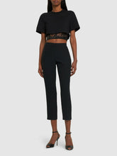 Load image into Gallery viewer, Alexander McQueen Cropped Lace Panel Cotton T-Shirt
