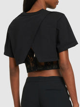 Load image into Gallery viewer, Alexander McQueen Cropped Lace Panel Cotton T-Shirt
