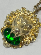 Load image into Gallery viewer, Gucci Lion Green Crystal Pendant Necklace

